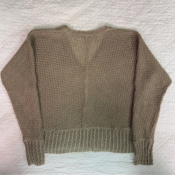 Ralph Lauren Women's Beige Linen Knit V-Neck Sweater - Picture 6 of 8